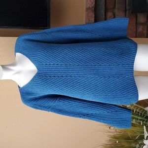 STYLE & CO. Ocean Tide Blue Chenille V-Neck Pullover Sweater SIZE: M